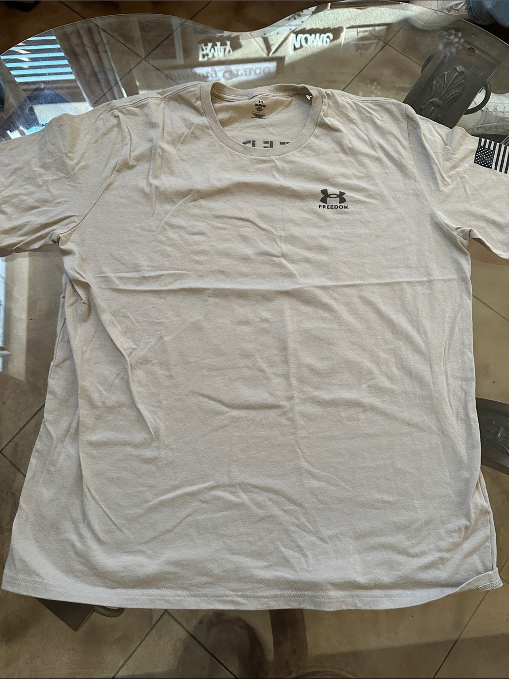 Under Armour beige/brown Freedom Short-Sleeve Crew Tee 2X NWOT